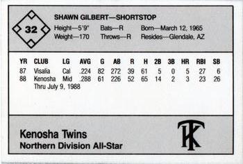 1988 Grand Slam Midwest League All-Stars - No MLB Logo #32 Shawn Gilbert Back