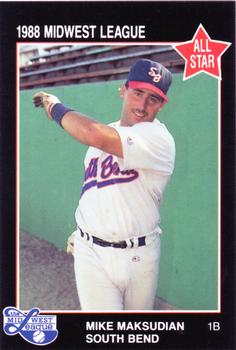 1988 Grand Slam Midwest League All-Stars - No MLB Logo #48 Mike Maksudian Front