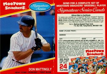 1991 MooTown Snackers - Foldout Panels #15 Don Mattingly Front
