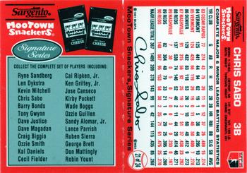 1991 MooTown Snackers - Foldout Panels #21 Chris Sabo Back