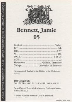 2000 Batavia Muckdogs #NNO Jamie Bennett Back