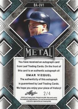 2022 Leaf Metal - Blue Mojo #BA-OV1 Omar Vizquel Back