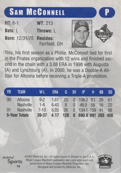 2002 MultiAd Reading Phillies Update #14 Sam McConnell Back