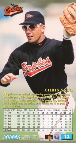 1994 Fleer Extra Bases #13 Chris Sabo Back