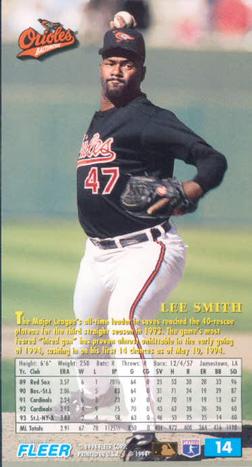 1994 Fleer Extra Bases #14 Lee Smith Back