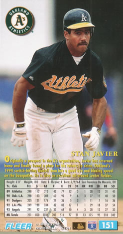 1994 Fleer Extra Bases #151 Stan Javier Back