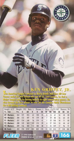 1994 Fleer Extra Bases #166 Ken Griffey Jr. Back