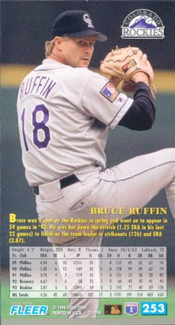 1994 Fleer Extra Bases #253 Bruce Ruffin Back