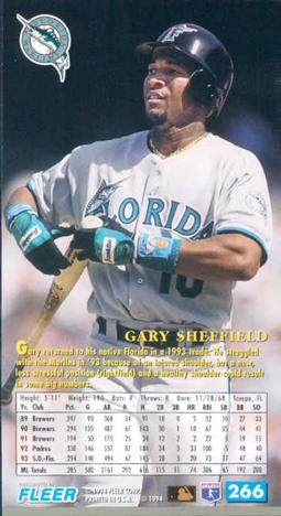 1994 Fleer Extra Bases #266 Gary Sheffield Back