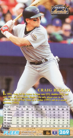1994 Fleer Extra Bases #269 Craig Biggio Back