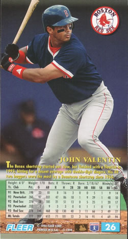 1994 Fleer Extra Bases #26 John Valentin Back