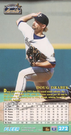 1994 Fleer Extra Bases #272 Doug Drabek Back