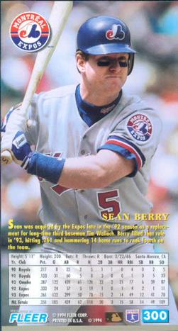 1994 Fleer Extra Bases #300 Sean Berry Back
