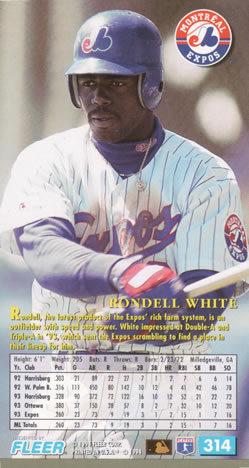 1994 Fleer Extra Bases #314 Rondell White Back