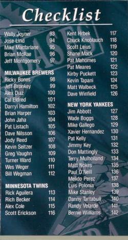 1994 Fleer Extra Bases #397 Checklist Front