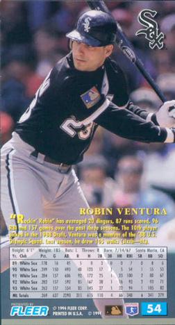1994 Fleer Extra Bases #54 Robin Ventura Back