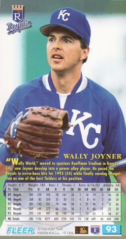 1994 Fleer Extra Bases #93 Wally Joyner Back
