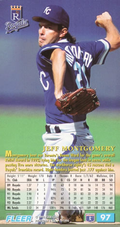 1994 Fleer Extra Bases #97 Jeff Montgomery Back