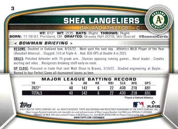 2023 Bowman #3 Shea Langeliers Back