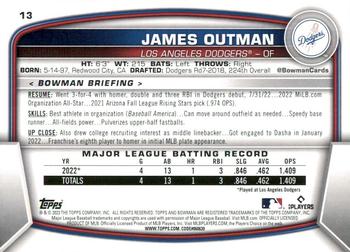 2023 Bowman #13 James Outman Back