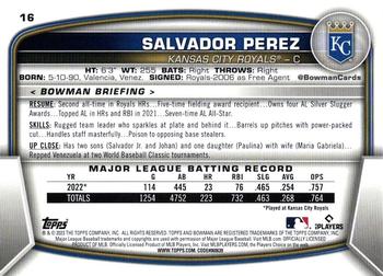 2023 Bowman #16 Salvador Perez Back