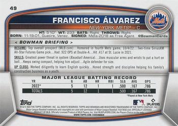 2023 Bowman #49 Francisco Alvarez Back