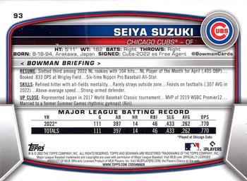 2023 Bowman - Black Pattern #93 Seiya Suzuki Back