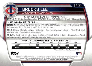 2023 Bowman - Prospects #BP-31 Brooks Lee Back