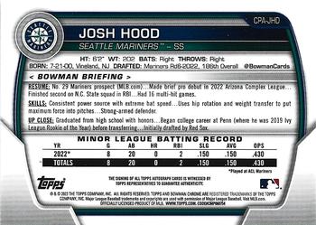 2023 Bowman - Chrome Prospect Autographs #CPA-JHD Josh Hood Back