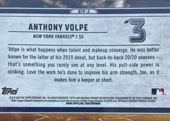 2023 Bowman - Bowman Scouts Top 100 Atomic Refractor #BTP-3 Anthony Volpe Back