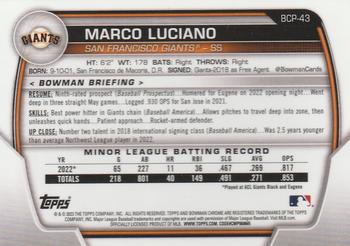 2023 Bowman - Chrome Prospects #BCP-43 Marco Luciano Back