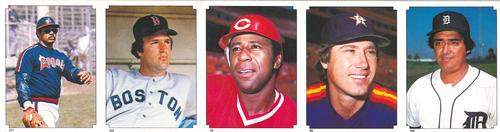1984 Topps Stickers - Test Strips #55 / 68 / 220 / 231 / 268 Reggie Jackson / Bob Stanley / Dan Driessen / Ray Knight / Aurelio Lopez Front