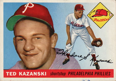 1955 Topps #46 Ted Kazanski Front