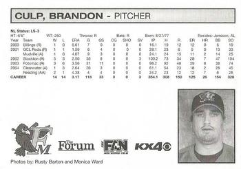2005 Fargo-Moorhead Redhawks #NNO Brandon Culp Back
