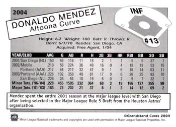 2004 Grandstand Altoona Curve Update #NNO Donaldo Mendez Back
