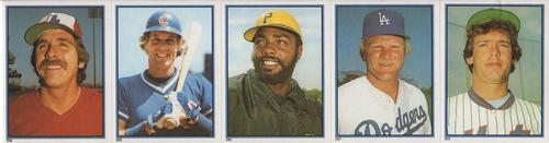 1983 Topps Stickers - Test Strips #NNO Steve Rogers / Jay Johnstone / Dave Parker / Jerry Reuss / Neil Allen Front