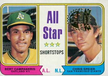 2023 Topps Heritage - 50th Anniversary Buybacks #335 All-Star Shortstops (Bert Campaneris / Chris Speier) Front