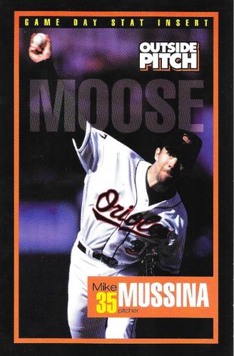 2000 Baltimore Orioles Outside Pitch Game Day Stat Inserts #NNO Mike Mussina Front