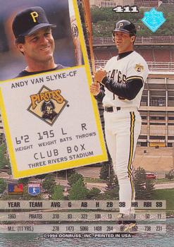 1994 Leaf #411 Andy Van Slyke Back