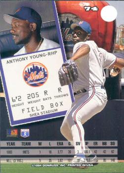 1994 Leaf #74 Anthony Young Back