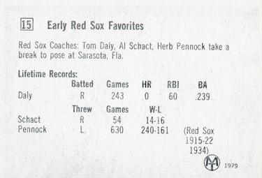 1979 Early Red Sox Favorites #15 Tom Daly / Al Schact / Herb Pennock Back