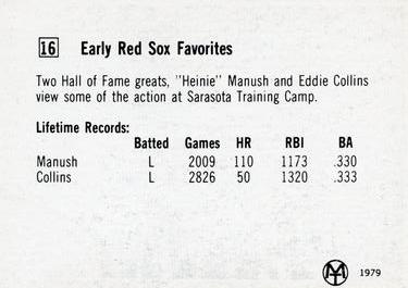 1979 Early Red Sox Favorites #16 Heinie Manush / Eddie Collins Back