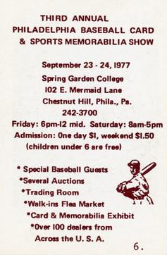 1977 HRT/RES Philadelphia Favorites #6 Jimmie Foxx Back
