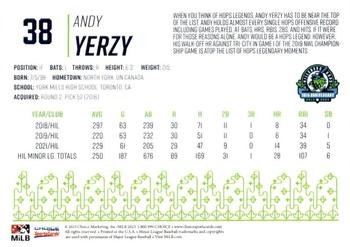 2023 Choice Hillsboro Hops Legends #NNO Andy Yerzy Back