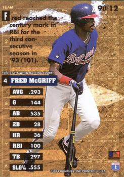 1994 Leaf - Clean-Up Crew #9 Fred McGriff Back