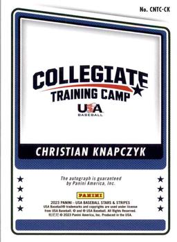 2023 Panini USA Baseball Stars & Stripes - Collegiate National Team Training Camp Signatures #CNTC-CK Christian Knapczyk Back
