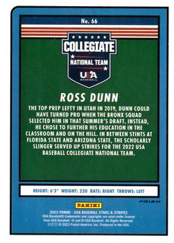 2023 Panini USA Baseball Stars & Stripes - Red, White, & Blue #66 Ross Dunn Back