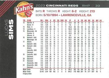 2023 Kahn's Cincinnati Reds #NNO Lucas Sims Back