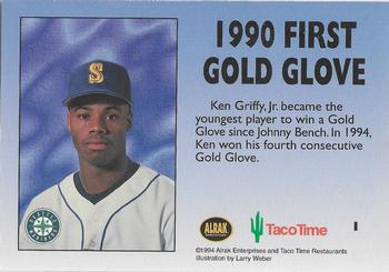 1994 Alrak Enterprises Taco Time Ken Griffey, Jr. - Gold #1 Ken Griffey Jr. Back