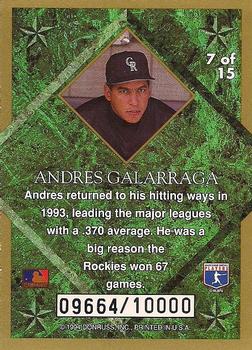 1994 Leaf - Gold Leaf Stars #7 Andres Galarraga Back